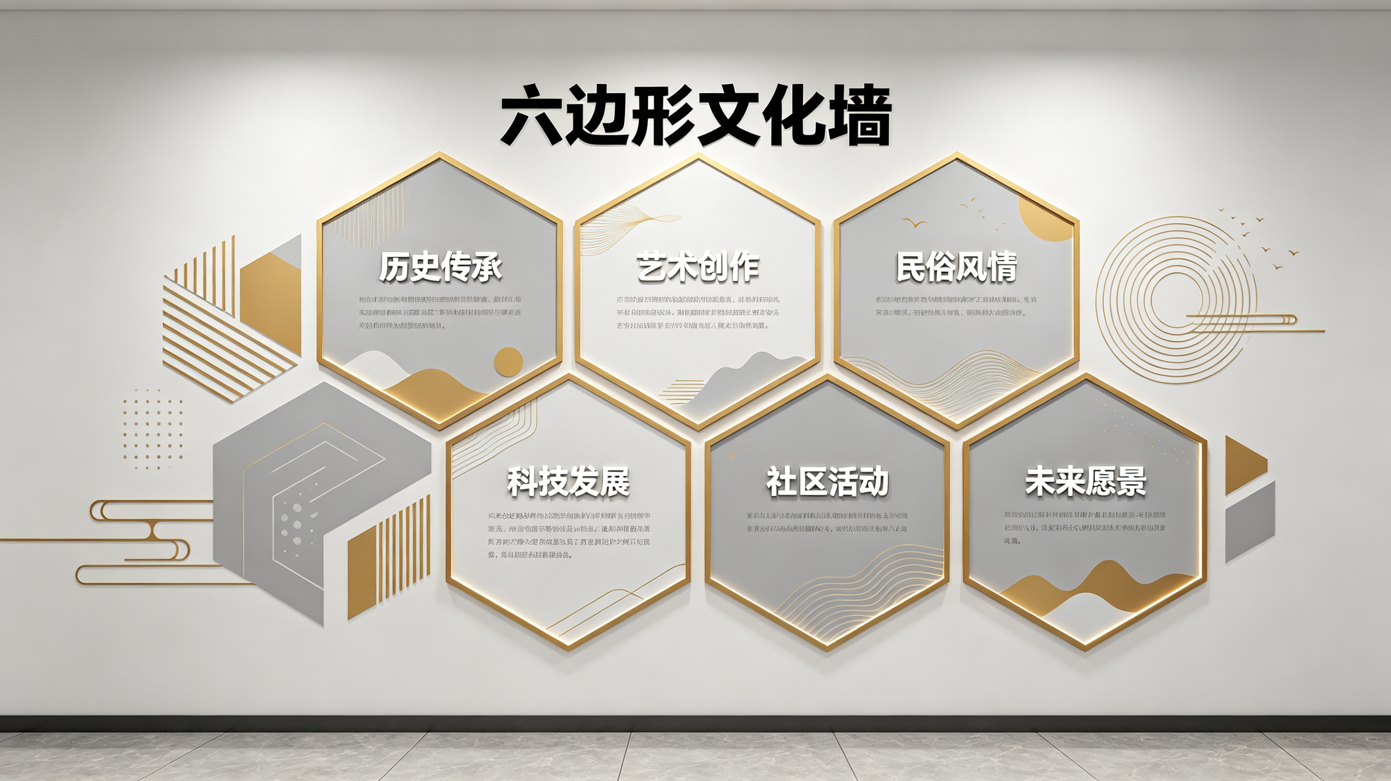  五河企业文化墙 | 六边形信息美学